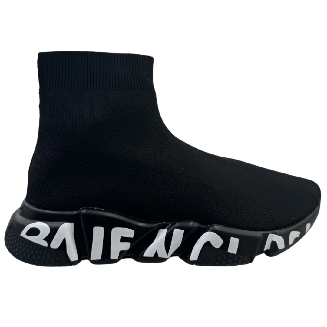 באלנסיאגה גרב - שחור עם לוגו לבן | Branded shoes bymrcrazyshoes