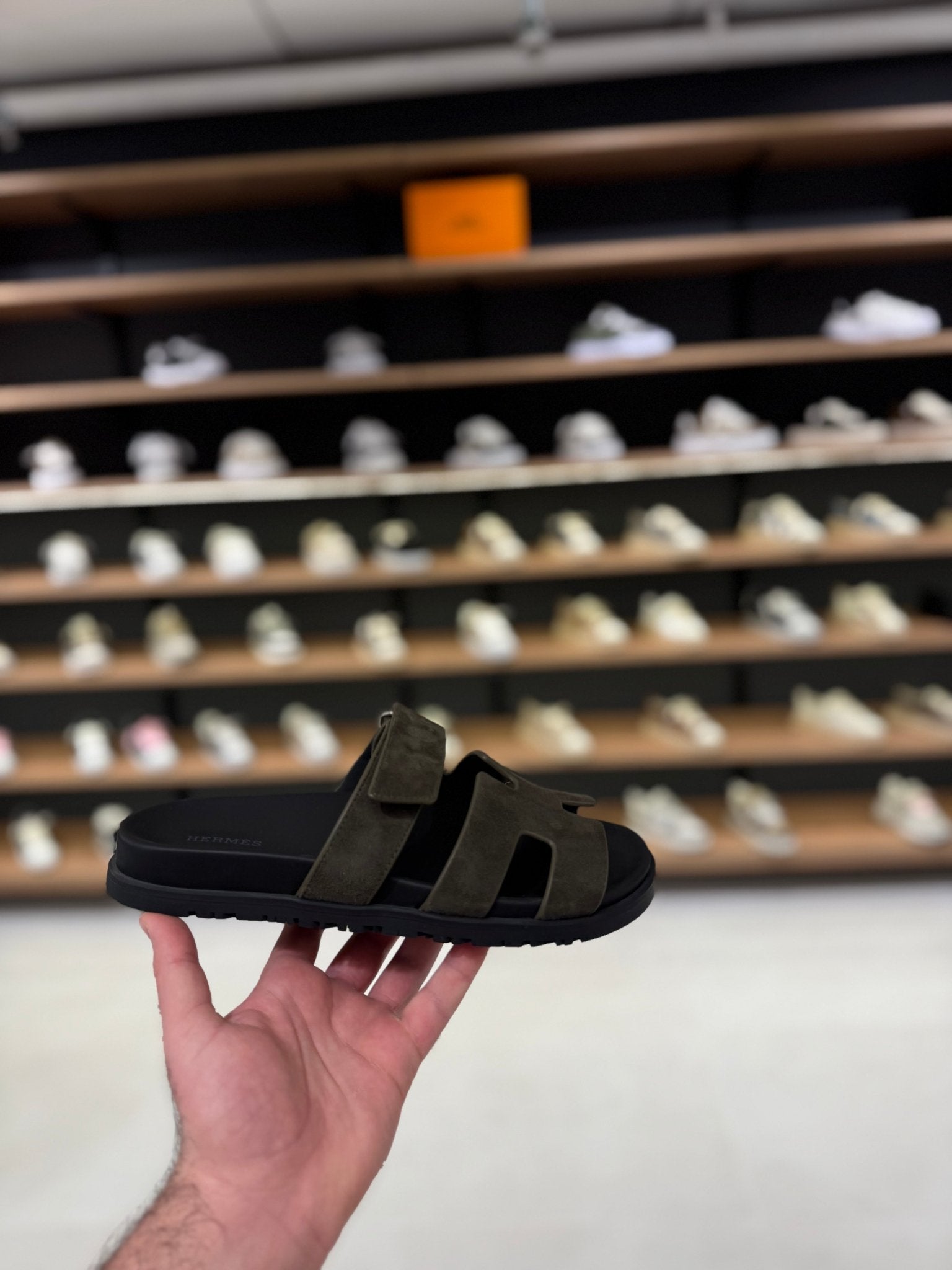 כפכף הרמס - ירוק זית זמש | Branded shoes bymrcrazyshoes