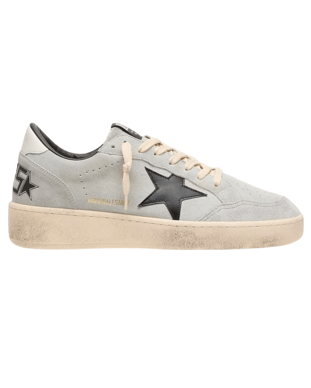גולדן גוס-בולסטאר אפור זמש בהיר וכוכב שחור | Branded shoes bymrcrazyshoes