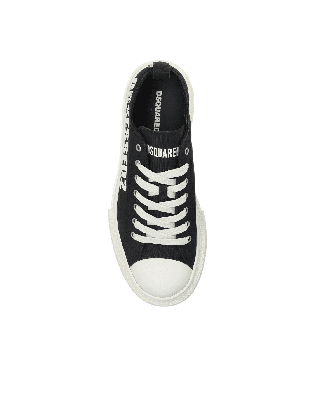 דסקווארד סניקרס - שחור וכיתוב לבן | Branded shoes bymrcrazyshoes