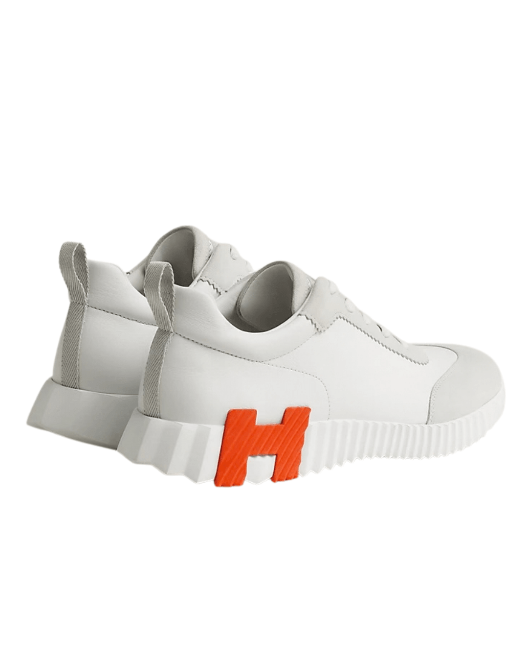 סניקרס הרמס- לבן ואפור עם לוגו כתום | Branded shoes bymrcrazyshoes