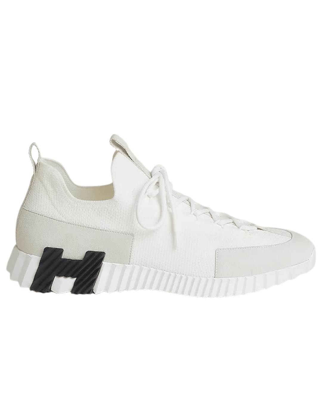 סניקרס הרמס - לבן מלא לוגו שחור | Branded shoes bymrcrazyshoes