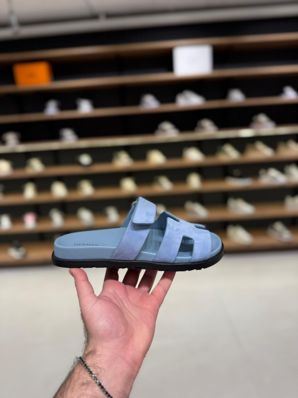 כפכף הרמס - תכלת זמש | Branded shoes bymrcrazyshoes