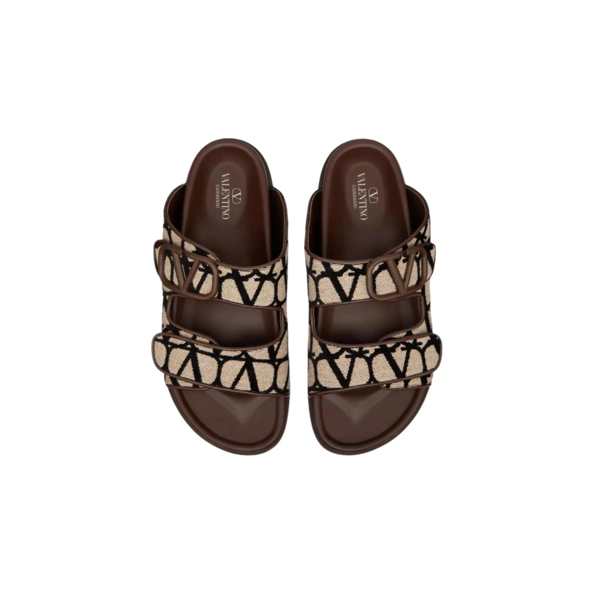 כפכף ולנטינו חום עם בז | Branded shoes bymrcrazyshoes