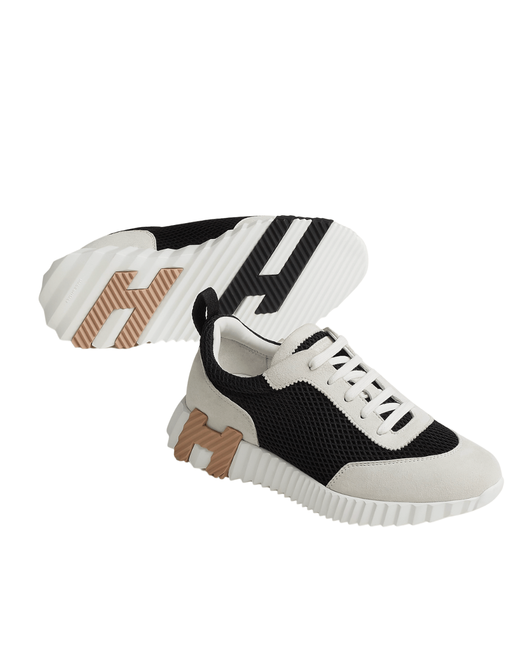 הרמס סניקרס שחור לבן לוגו בז | Branded shoes bymrcrazyshoes