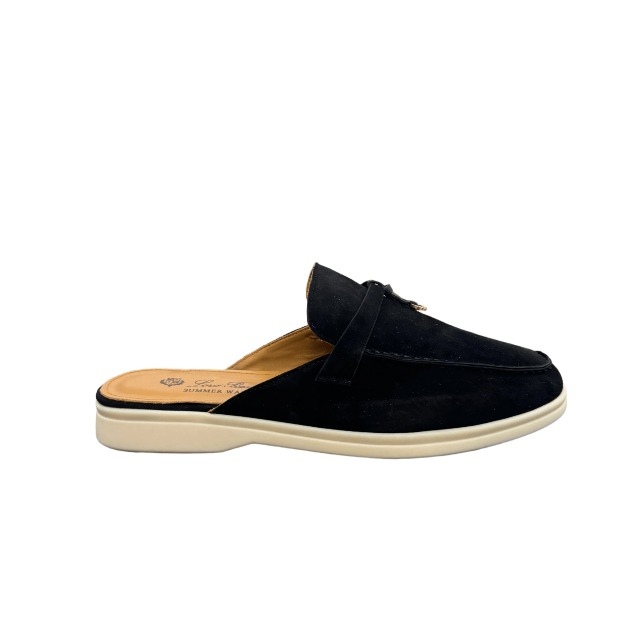 Loro Piana Summer Walk Suede Mules Black | Branded shoes bymrcrazyshoes