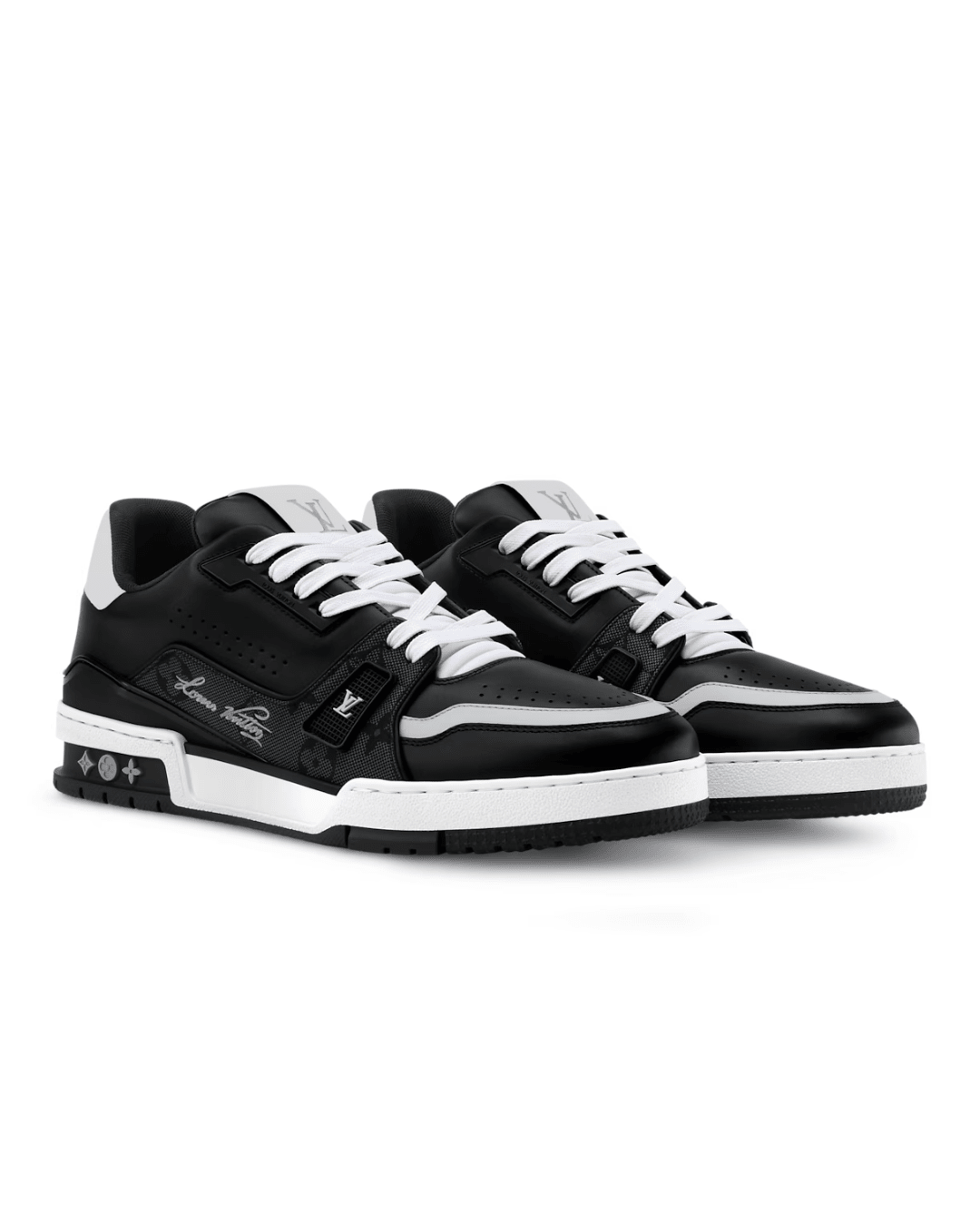 Louis Vuitton LV Trainer - שחור עם ציור לוגו ושרוך לבן | Branded shoes bymrcrazyshoes