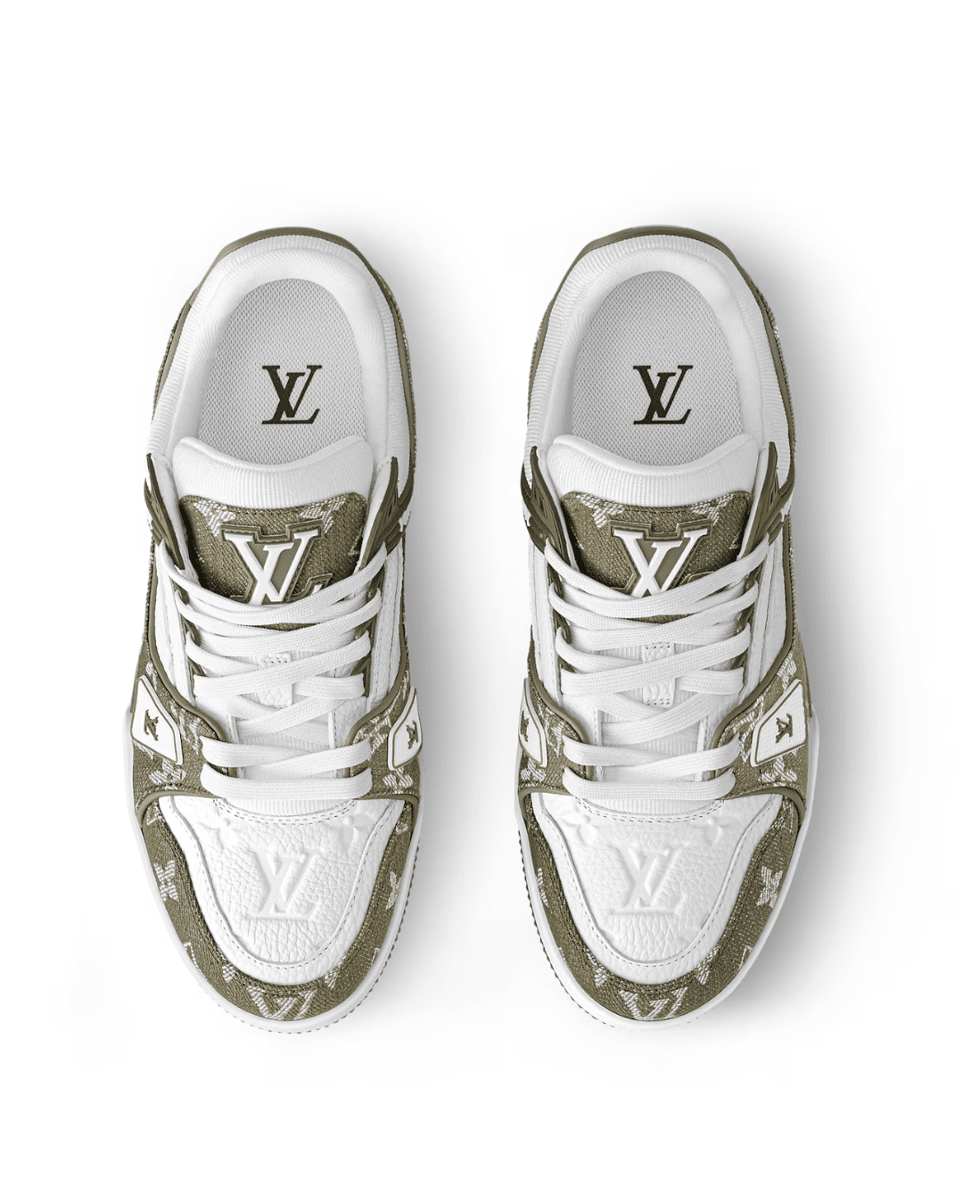 Louis Vuitton LV Trainer לבן וירוק זית | Branded shoes bymrcrazyshoes
