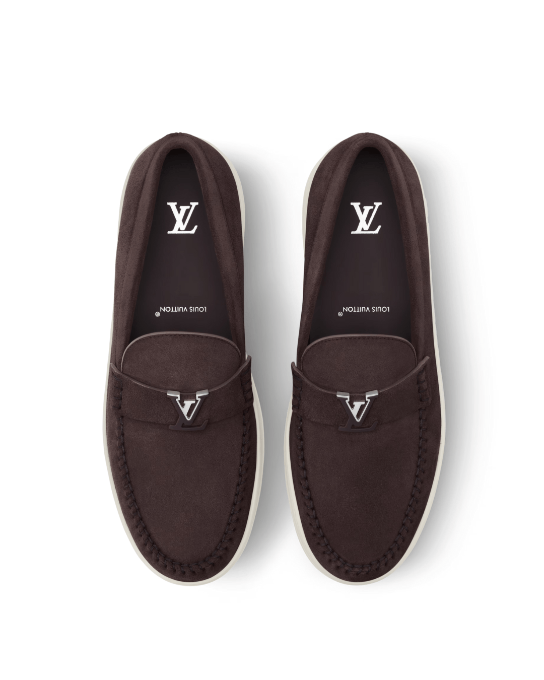 לואי ויטון - מוקסין חום סוליה לבנה | Branded shoes bymrcrazyshoes