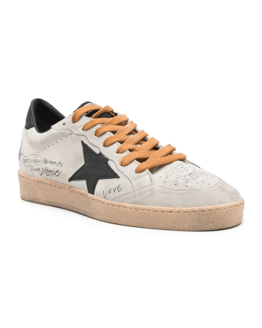גולדן גוס - בולסטאר לבן עם ציור ושרוך כתום | Branded shoes bymrcrazyshoes