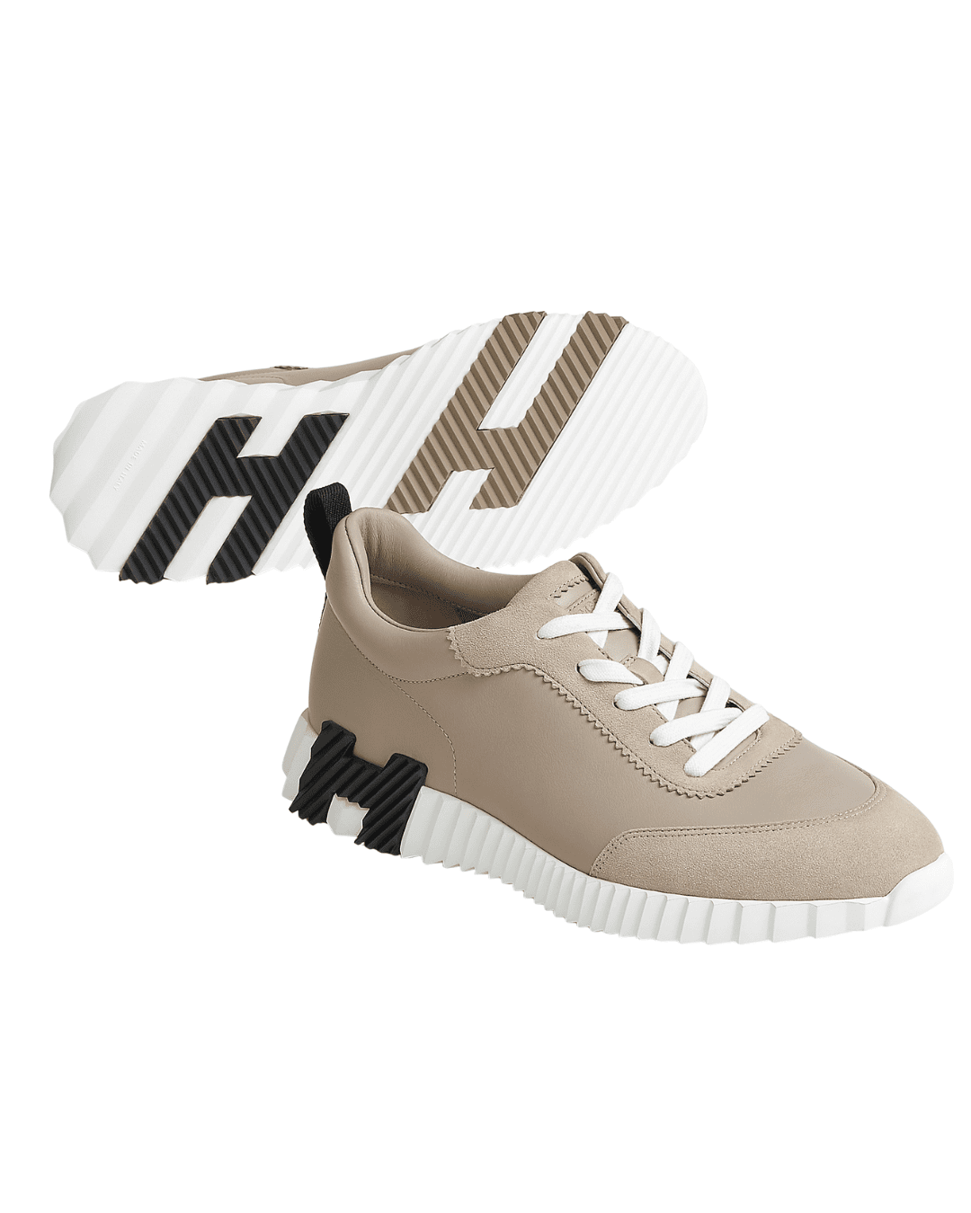 הרמס סניקרס שמנת לוגו שחור | Branded shoes bymrcrazyshoes