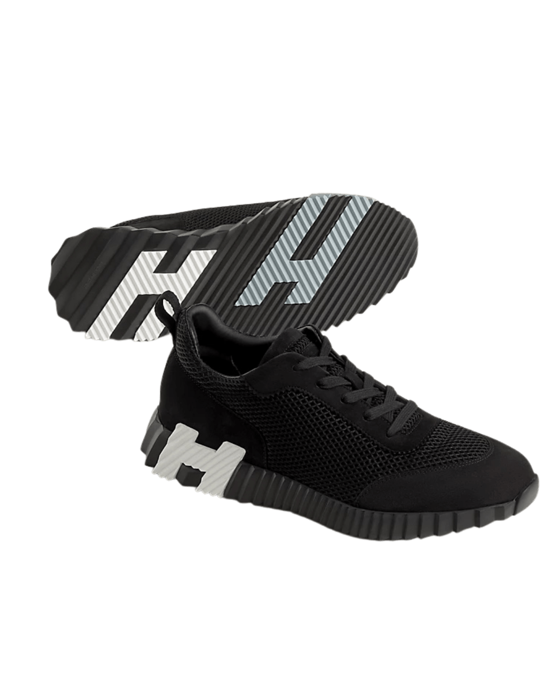 סניקרס הרמס שחור מלא לוגו לבן | Branded shoes bymrcrazyshoes
