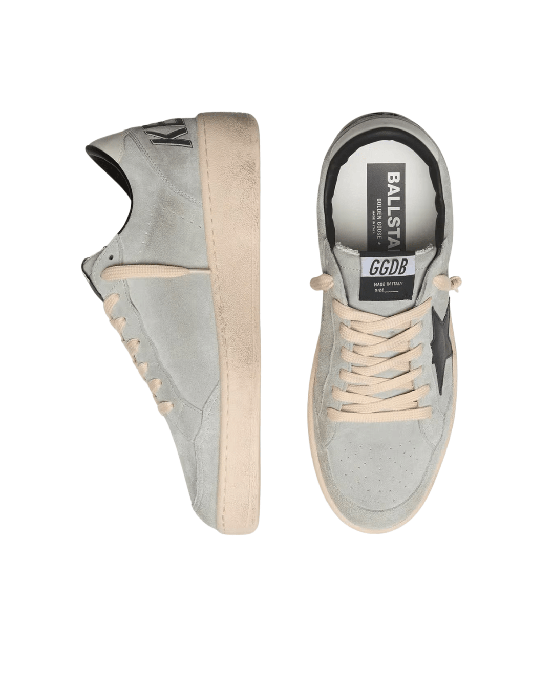 גולדן גוס-בולסטאר אפור זמש בהיר וכוכב שחור | Branded shoes bymrcrazyshoes