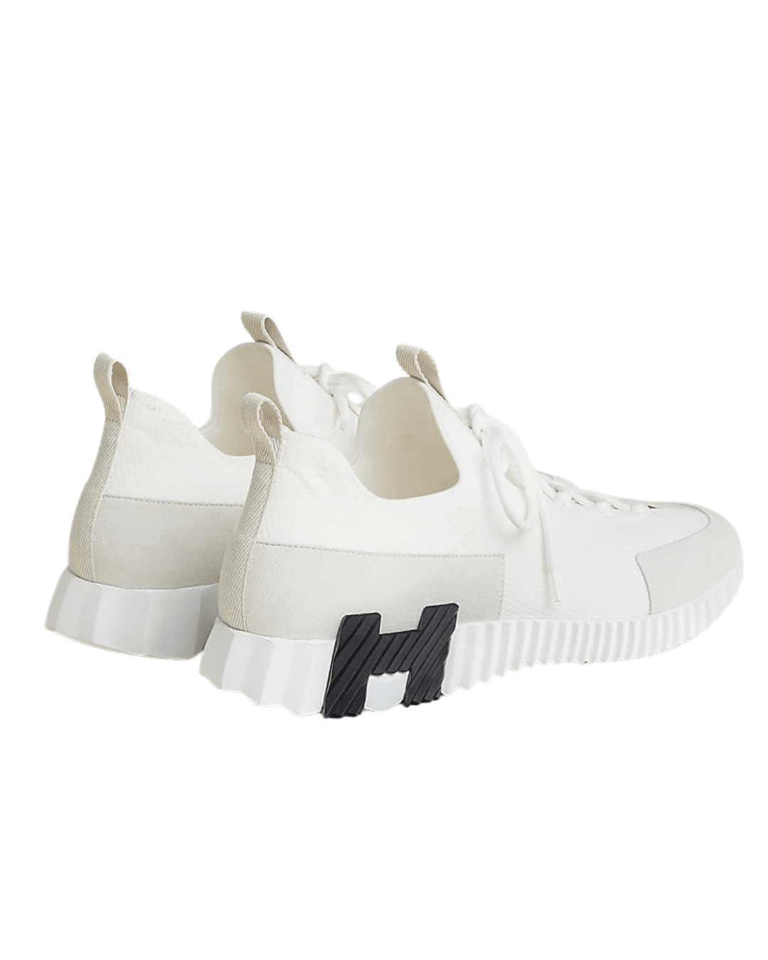 סניקרס הרמס - לבן מלא לוגו שחור | Branded shoes bymrcrazyshoes