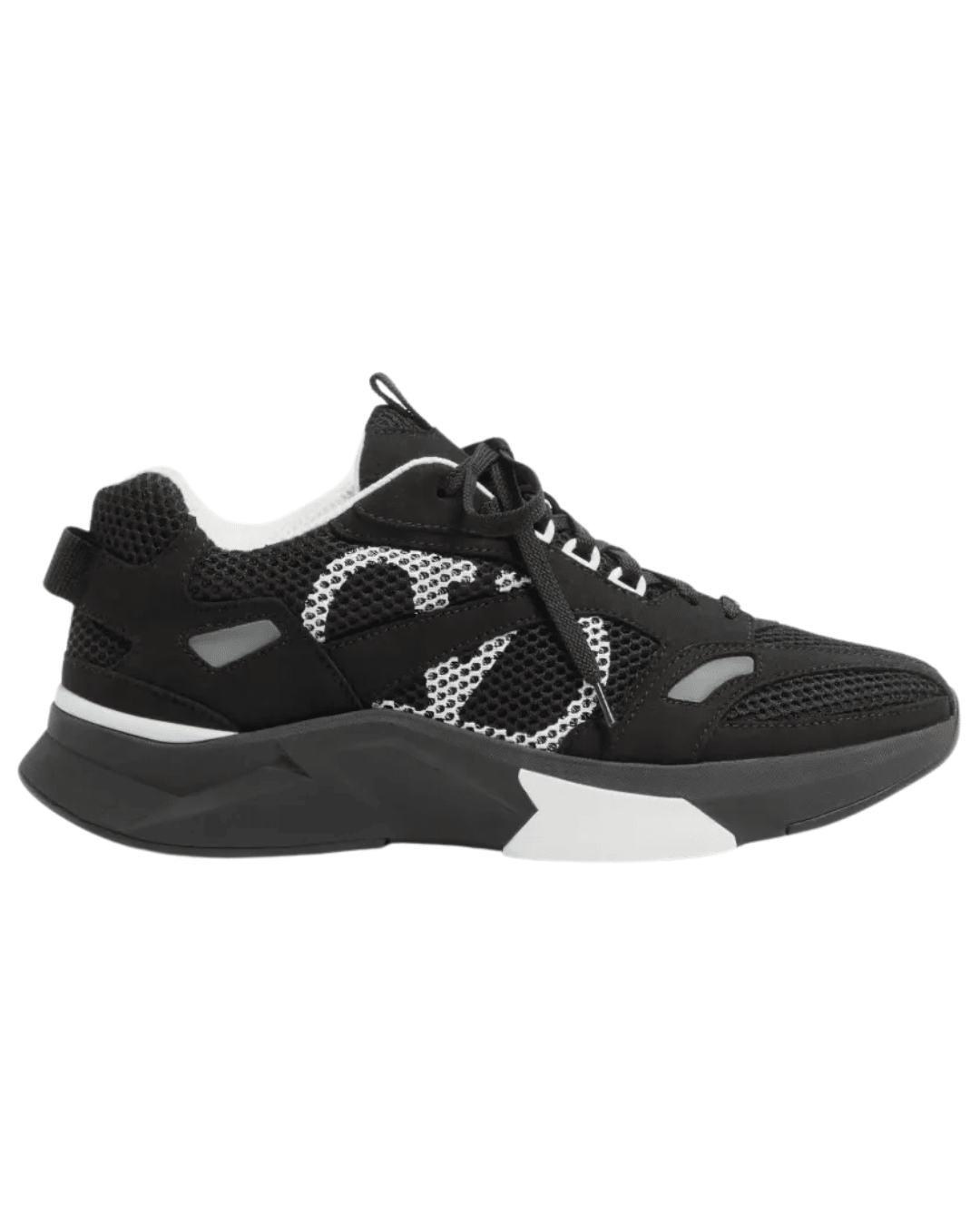 סניקרס ולנטינו- שחור רשת ולוגו לבן | Branded shoes bymrcrazyshoes