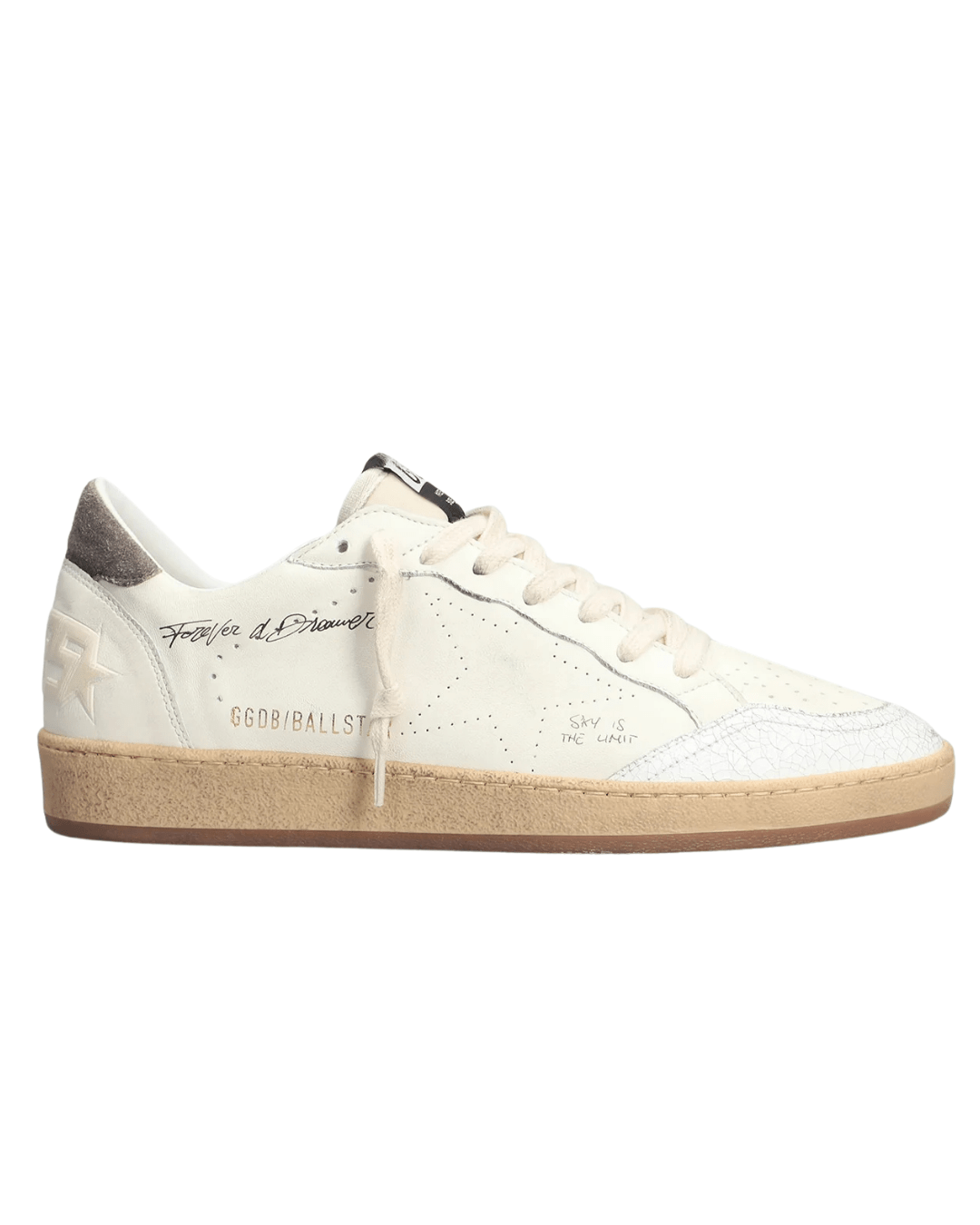 גולדן גוס - בולסטאר לבן עם ציור ועקב אפור | Branded shoes bymrcrazyshoes