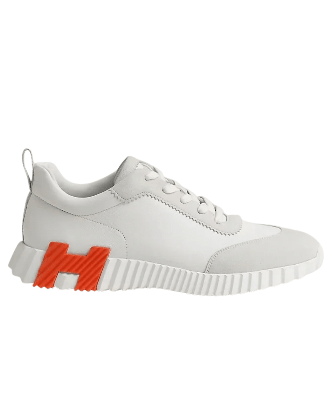 סניקרס הרמס- לבן ואפור עם לוגו כתום | Branded shoes bymrcrazyshoes
