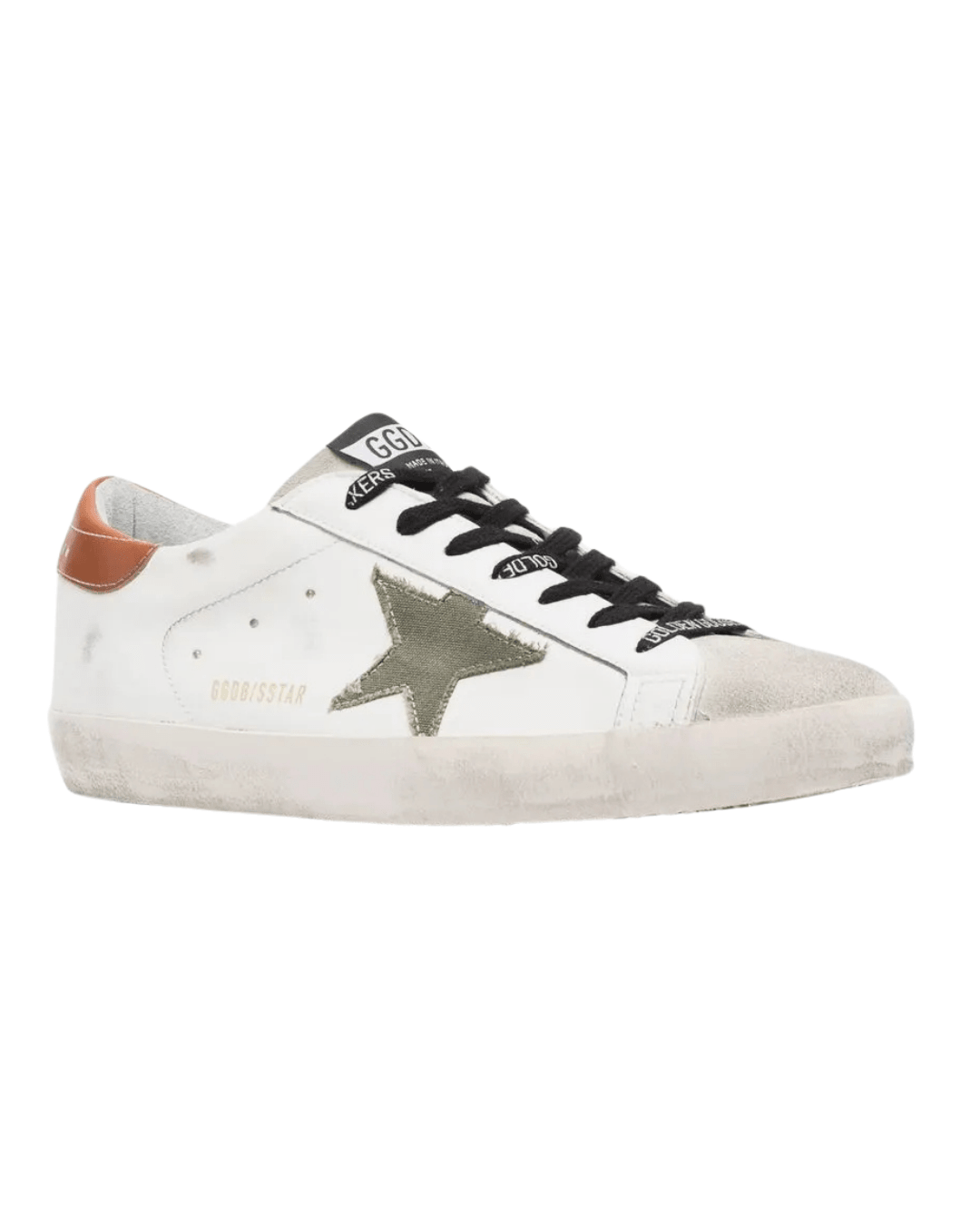 גולדן גוס - סופרסטאר לבן כוכב ירוק ועקב כתום | Branded shoes bymrcrazyshoes