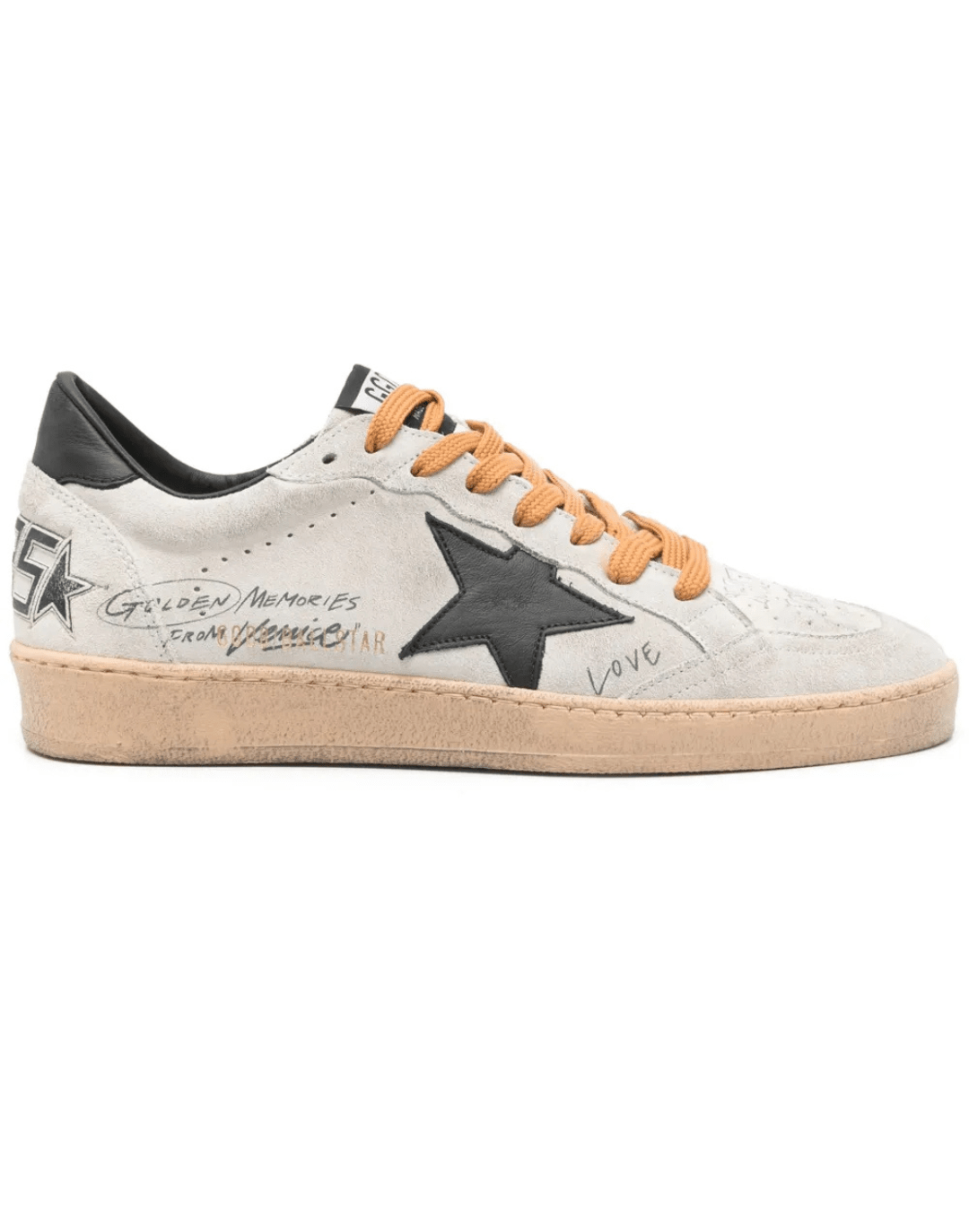 גולדן גוס - בולסטאר לבן עם ציור ושרוך כתום | Branded shoes bymrcrazyshoes