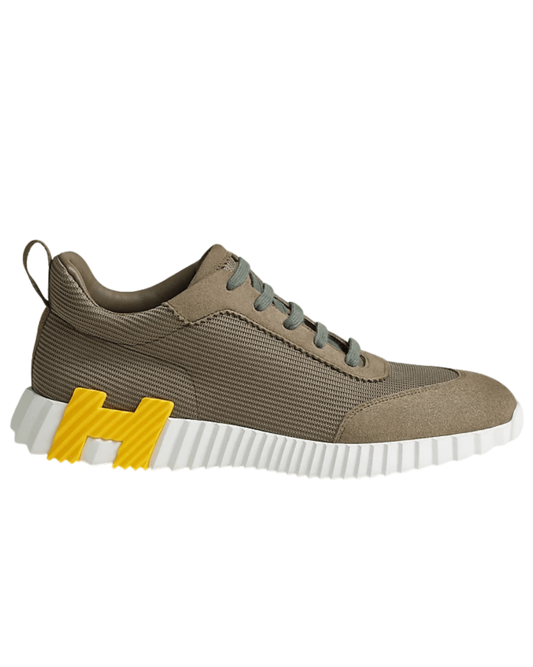 סניקרס הרמס - ירוק זית ולוגו צהוב | Branded shoes bymrcrazyshoes