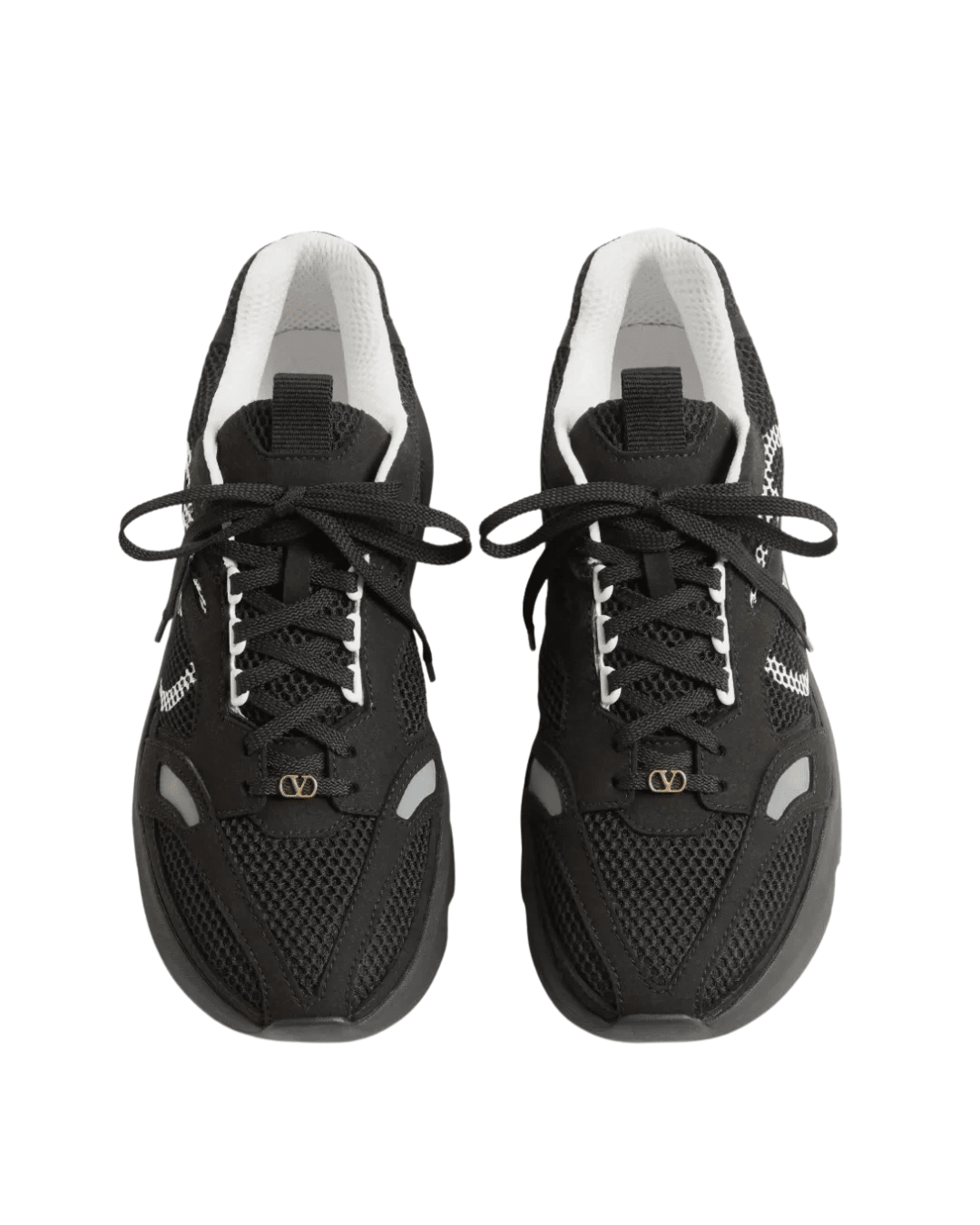 סניקרס ולנטינו- שחור רשת ולוגו לבן | Branded shoes bymrcrazyshoes