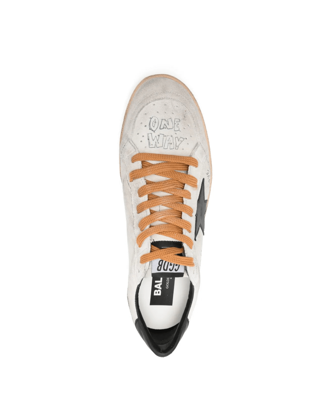גולדן גוס - בולסטאר לבן עם ציור ושרוך כתום | Branded shoes bymrcrazyshoes