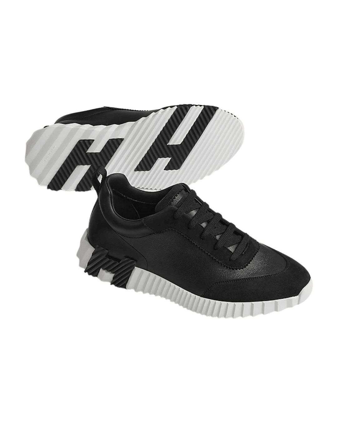 סניקרס הרמס- שחור עור עם זמש | Branded shoes bymrcrazyshoes