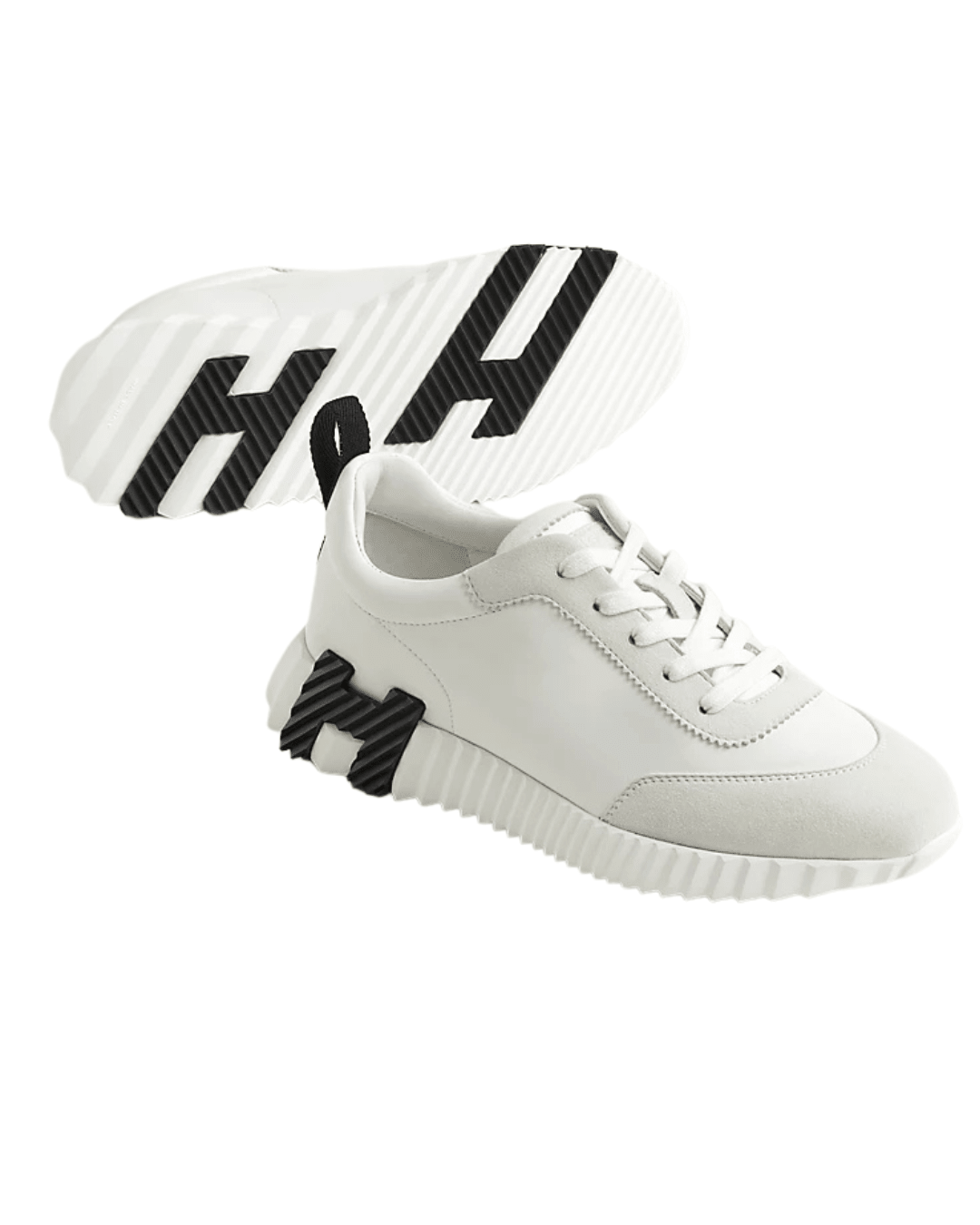 סניקרס הרמס- לבן ולוגו שחור | Branded shoes bymrcrazyshoes