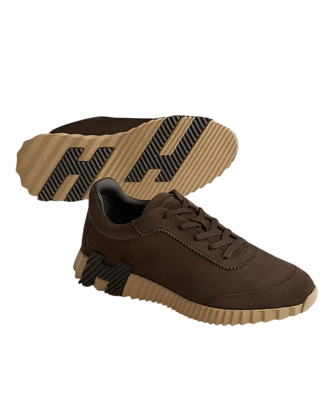סניקרס הרמס- חום זמש לוגו שחור | Branded shoes bymrcrazyshoes