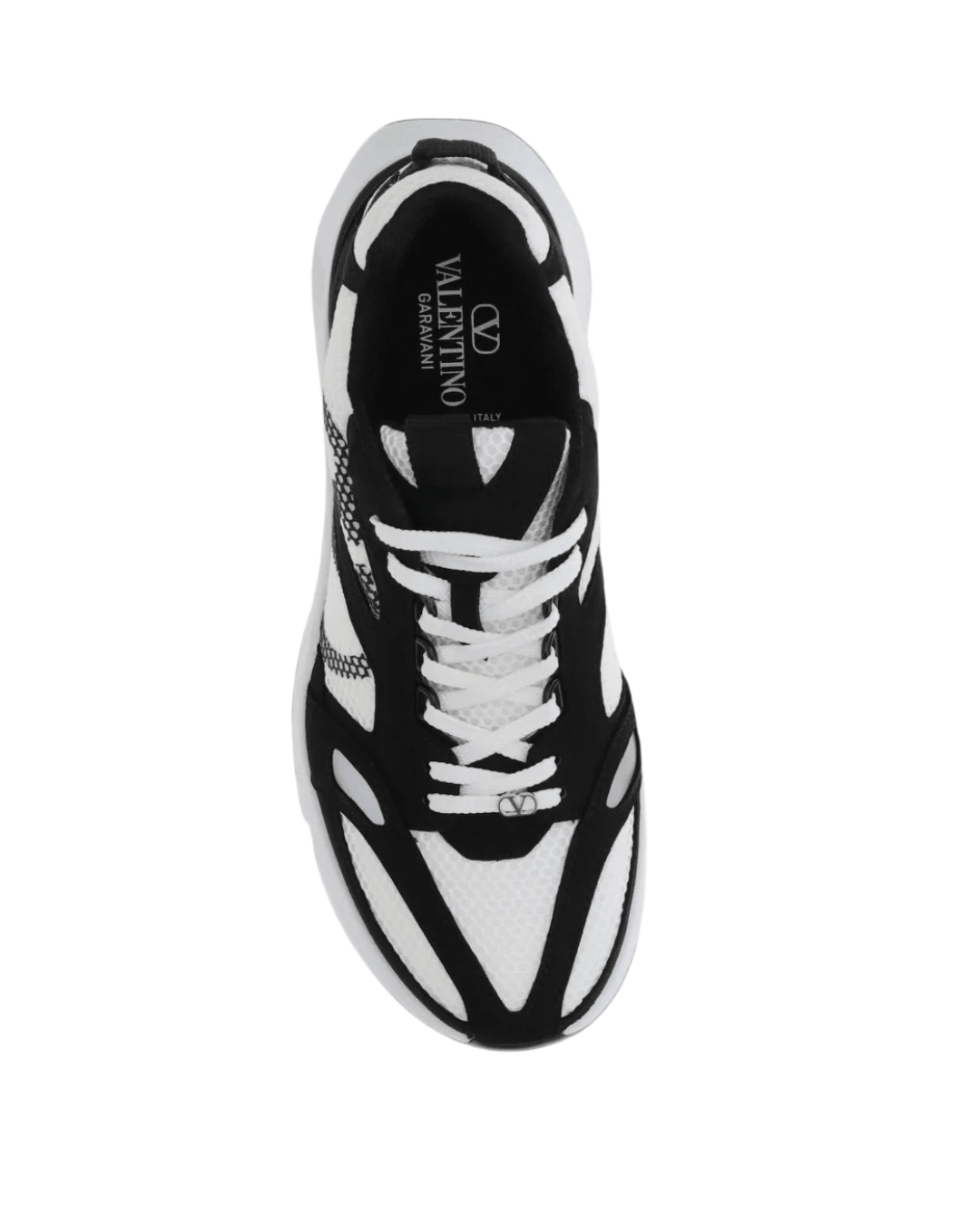סניקרס ולנטינו- לבן רשת עם שחור ולוגו שחור | Branded shoes bymrcrazyshoes