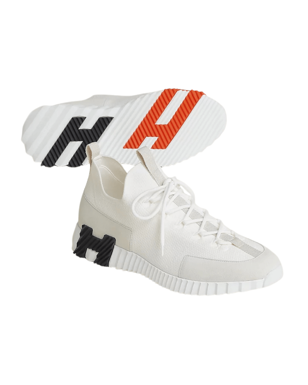 סניקרס הרמס - לבן מלא לוגו שחור | Branded shoes bymrcrazyshoes