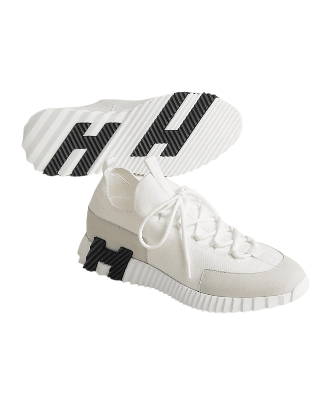 סניקרס הרמס- לבן גבוה עם לוגו שחור | Branded shoes bymrcrazyshoes